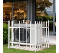 Air Conditioner Fence 3 Panel 37" W x 36" H Pool Equipment Enclosure Trash Can Hider Outdoor No Dig Metal Privacy Fence Panels Heavy Duty Tall Garden Fence for Patio Backyard, White