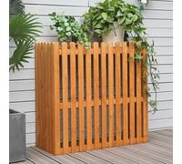 Air Conditioner Fence Screen Outdoor Flower Rack Shutters Aluminum Alloy Conditioning Cover for Outside Unit Metal Plant Stand Privacy Screen(Wood Color,L)