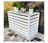Air Conditioner Fence,Trash Can Enclosure, Aluminum Air Conditioner cage， AC Covers for Outside Units，Trash Can Enclosure，Flower Stand，Privacy Screen(Bianco,110X60X80CM)