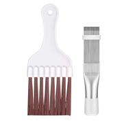 Air Conditioner Fin Comb, 2 Pcs Stainless Steel Condenser Fin Comb, AC Fin Cleaner Whisk Brush Comb, Fin Evaporator Radiator Repair Tool, Condenser Coil Brush, Multi-Purpose AC Fin Cleaner