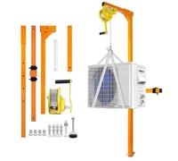 Air Conditioner Lifting Tool with Manual Winch Hoist - 50FT Height, 330lbs Capacity, Crane Bracket for Outdoor AC Installation, Durable Orange Design,001,3ph 150kg 15m