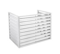 Air Conditioner Privacy Fence, Aluminum Shutter Air Conditioner Covers, Freestanding Louvered Space Divider, Apartment Exterior Wall Air Conditioning Rack, Suitable for Courtyard, Outdoor (Color : Wh