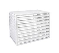 Air Conditioner Privacy Fence, Aluminum Shutter Air Conditioner Covers, Freestanding Louvered Space Divider, Apartment Exterior Wall Air Conditioning Rack, Suitable for Courtyard, Outdoor (Color : Wh