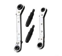 Air Conditioner Valve Ratchet Wrench, 4-Piece HVAC Refrigeration Repair Tool Set with Hex Bit Adapters for Adjustable Pneumatic Compressor Valve Service in Tight Spaces