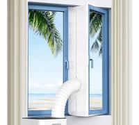 Air Conditioner Window Kit,Anti-Mosquito Waterproof Wind Resistant Universal AC Window Seal Kit with Double Zip and Powerful Adhesive Tap for Portable Air Conditioner and Tumble Dryer