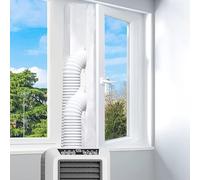 Air Conditioner Window Seal,400CM Universal AC Window Kit for Air Conditioner and Tumble Dryer,Anti-Mosquito Waterproof Wind Resistant Hot Air Stop Air Exchange Guards with Zip and Adhesive Fastener