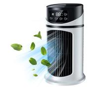 Air Conditioners, Small Tower Fan Cooling Fan With 6 Speed Ac With 300ml Water Tank Evaporative Air Cooler 6h Timer Mini Air Conditioner For Home Office, 9.5'' Tall