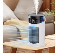 Air Conditioners, Small Tower Fan Humidifier Cooling Fan, Personal Air Conditioners 9.5'' Tall Portable AC 6 Speeds with 300ML Water Tank 6H Timer Quiet Fan for Office, Bathroom, Digital Display