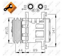 Air conditioning compressor 32207 NRF for FIAT CINQUECENTO SEICENTO / 600