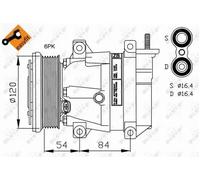 Air conditioning compressor PAG 150 32220 NRF for CHEVROLET DAEWOO