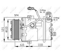 Air conditioning compressor PAG 46 32197 NRF for OPEL CORSA B ASTRA G Hatchback