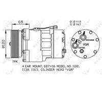 Air conditioning compressor PAG 46 32228 NRF for VW FORD
