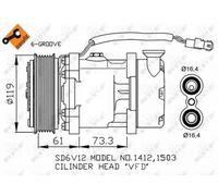 Air conditioning compressor PAG 46 32275 NRF for PEUGEOT CITROËN