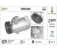 Air conditioning compressor R 134a PAG 46 699398 VALEO for OPEL CORSA C