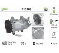 Air conditioning compressor R 134a PAG 46 813189 VALEO for CITROËN PEUGEOT
