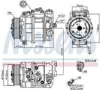Air conditioning compressor R 134a PAG 46 89090 NISSENS for MERCEDES-BENZ VIANO