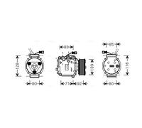 Air conditioning compressor R 134a PAG 46 HDAK169 AVA QUALITY COOLING for HONDA