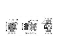 Air conditioning compressor R 134a PAG 46 MZAK251 AVA QUALITY COOLING for MAZDA
