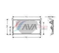 Air conditioning condenser AVA COOLING TO5130 for RAV 4 I (_A1_) 2 1994-2000
