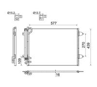 MAHLE AC666000S A/C Condenser Air Conditioning Parallel Cooling Pipes Fits VW