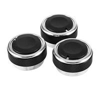 Air Conditioning Control Knob, Aluminum Alloy Car Heat Control Switch AC Knob Cover Replacement, 3 Pack, Black