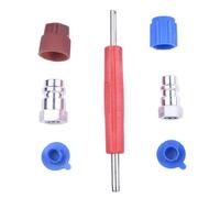Air Conditioning Conversion Kit with R12 to R134a Retrofit Adapters and Valve Core Removal Tool, 1/4 SAE Low High Pressure Connections for Vehicle A/C