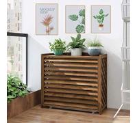 Air Conditioning Cover Air Conditioning Unit Cover Outdoor Fence Screen Air Conditioner Covers Shelf Plant Display Rack Louver AC Units Protective Cover Solid Wood Freestanding Fences