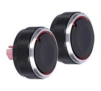 Air Conditioning Knob, Cross Hatched 2pcs Aluminum Alloy + ABS Air Conditioning Knob Switch Ac Heater Control Knob for RIO K2 KX ROCSS 2017-2019