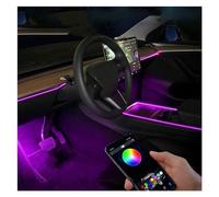 Air Conditioning Knobs Audio Circle For Tesla For Model 3 Y 21-22 Ambient Lights LED Strips Neon Lighting Center Console Dashboard APP Control Interior Car Accessories(A full set)