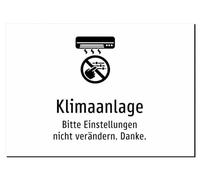 Air Conditioning - Please Do Not Change Settings Thank You - Sticker A5: 210 x 148 mm - With Graphic and Text