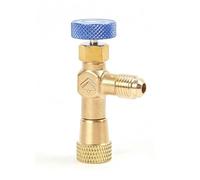 Air Conditioning Safety Valve, 1/4 inch - 1/4 inch Liquid Safety Adapter for R404A R22 R407C, Refrigerant Charging Valve Flow Control Valve for Repairing