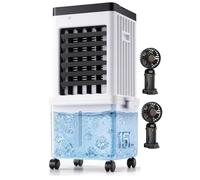 Air conditioning unit portable,Evaporative Air Cooler | Hoseless Room Cooler,15L Water Tank,Powerful Cooling,3 Speeds, 7.5H Timer & 120° Oscillation,with 2 free handheld fans