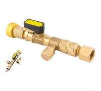 Air Conditioning Valve Core Removal Tool, Brass Forged 50 Bar Pressure Resistant with External Bypass Port and Knurled Anti-Slip Knob, Compatible
