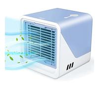 Air Cooler, 3-Speed Settings Portable Fan Evaporative Mobile Air Con Humidifier with Water Tank (blue)