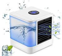 Air Cooler Fan-Personal USB Evaporative Cooler Fan,3 Wind Speed Mini Portable Mobile Air Conditioner,3 in 1 Water Cooling fan, Humidifier, Purifier-7 Color LED Night Light-Room Travel Office Mi