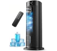 Air Cooler, Portable Air Conditioner with 4 Fan Speeds, Remote Control & 90°Oscillating Storm Mode 1000ML Tower Fan 2-10 Hour Timer Quiet Mini Air Conditioning for Office, Bedroom(Carbon Black)