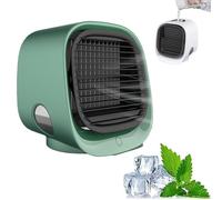Air Cooler, Portable Air Conditioner with Tank & Led Nightlight, 3 Speed Settings, Multi-Angle Rotation, Instant Cooling in 90 Seconds, Humidifier Cooling Fan for Desk, Bedroom, Travel green