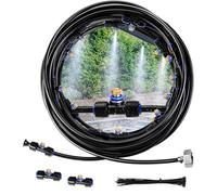 Air Cooling System, Mist Cooling System 26Ft(8M) Misting Line with 11Brass Mist Nozzles, Outdoor Misters Cooling System for Patio, Garden Umbrellas, Lawn, Greenhouse Trampoline Waterpark