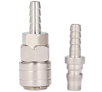 Air Coupler and Plug Kit, Air Coupler Plated Stainless Steel Type C Self Locking Quick Connect Pneumatic Hose Fittings Plumbing Hoses (Self-locking quick connect Φ8 long tail)