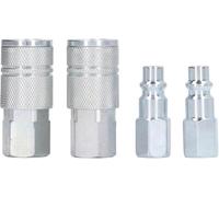 Air Coupler Plug Kit, 3/8in NPT Air Hose Quick Connect Fittings, High Flow Air Compressor Accessories with Six Locking Balls, Durable Heat Treated Steel Construction for Air ToolsDeft Processed
