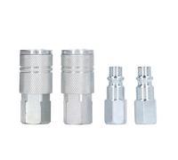 Air Coupler Plug Kit, 3/8in NPT Air Hose Quick Connect Fittings with High Flow Body, Six Locking Balls for Air Compressor Accessories, Compatible with 3/8in Universal Air