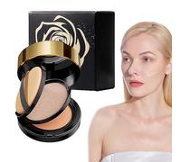 Air Cushion BB Cream, Black Gold Rose Radiance Base - Long-Lasting & Without Fading, Natural Cover Glow Cushion Foundation, Even Skin Tone for Makeup, Imperfections for The Exquisite Look (Ivory)