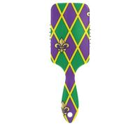 Air Cushion Comb Mardi Gras Carnival Purple Green Gold Fleur De Lis Anti-static Massage Hair Comb Wet And Dry Hairbrush Wetbrush for Curly Hair Detangling and Adding Shine