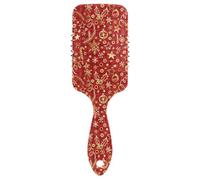Air Cushion Comb Merry Christmas Buffalo Plaid Check Gold Red Pattern Paddle Brushes Plastic Detangling Brushes for Thick Hair Makes Hair Smooth