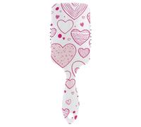 Air Cushion Hair Brush Hearts Dots Doodle Pink Valentine's Day Paddle Brush Wet And Dry Hairbrush Wetbrush for Curly Hair Detangling and Adding Shine