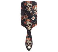 Air Cushion Hair Brushes Skull Happy Halloween Couple Daisy Black Vintage Seamless Pattern Anti-static Brushes Hair Brushes Detangler for Women Girls Conditioning Hair Texture