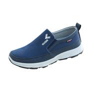Air Cushion Slip-On Orthopedic Walking Shoes Mens Mens Slipon Casual Loafer Shoes Breathable Jogging Sneakers Non Slip Diabetic Trainer with Lightweight Canvas Footwear with Elastic Gores Blue