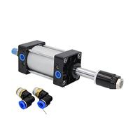 Air Cylinder, Aluminum Standard Pneumatic Cylinder Bore 80mm Double Acting Air Cylinders Adjustable Stroke 100-150mm with Large Thrust(SCJ80x150-50 and PL,with Magnet)