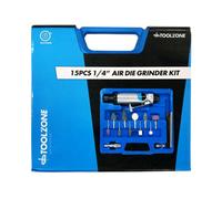 Air Die Angle Grinder 15Pc 1/4" Polisher Sander Kit In Case Heavy Duty At021