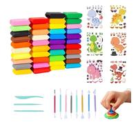 Air Dry Clay adult Air Dry Ultra Light Magic Clay,No-Toxic Modeling Clay & Dough,Air Dry Clay 59-Piece Set-42 Colours Ultra-Light Modelling Clay with Sculpting & Embossing Tools Plus Dinosaur Stickers
